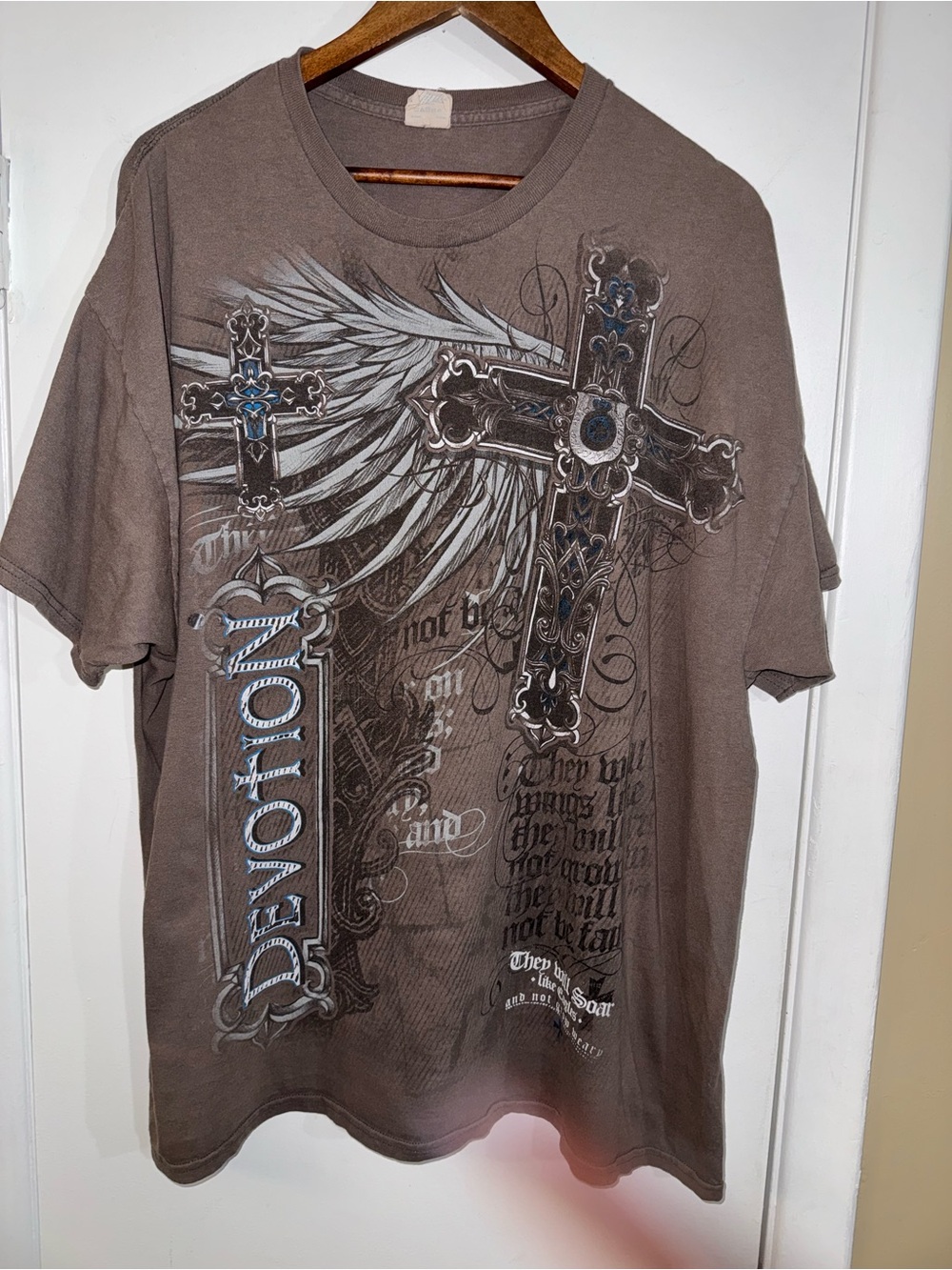Gildan Brown Devotion Winged Cross Graphic Tee